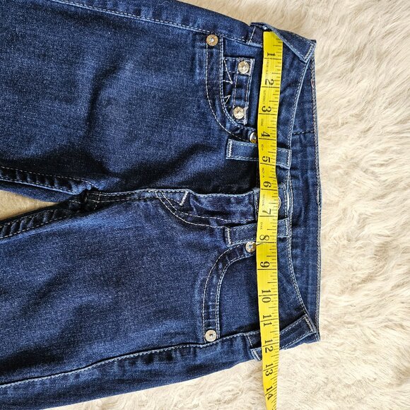 True Religion Women's Blue Supper Skinny Bejeweled Rhinestone Pocket Jeans 24 - Picture 4 of 10